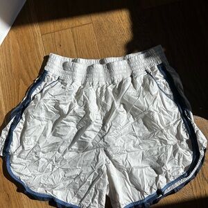 FP Movement by Free People White and Blue Athletic Shorts